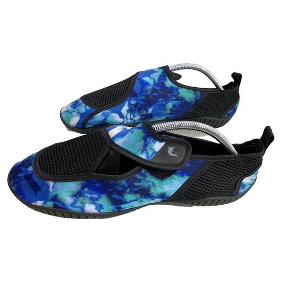 Reel Legends Men's Size 10 Water Shoes Blue & Green Beach Swim Velcro Straps - Picture 3 of 9